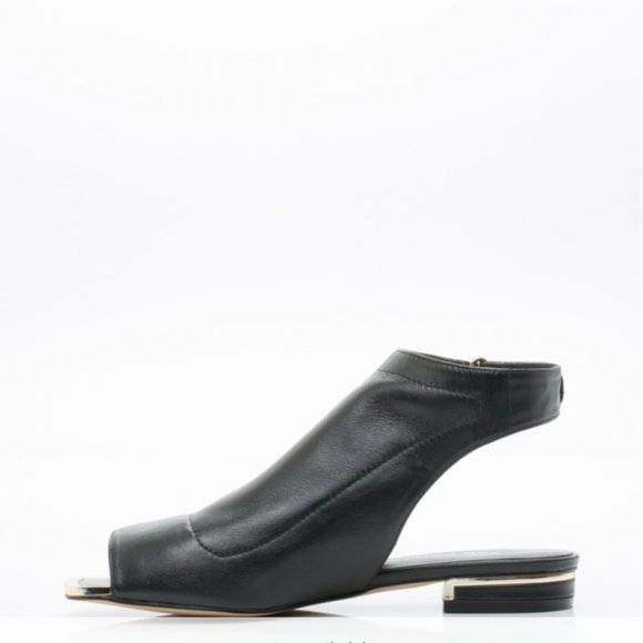 Chocolate Schubar Reed Black Leather Slides - Picture 3 of 6